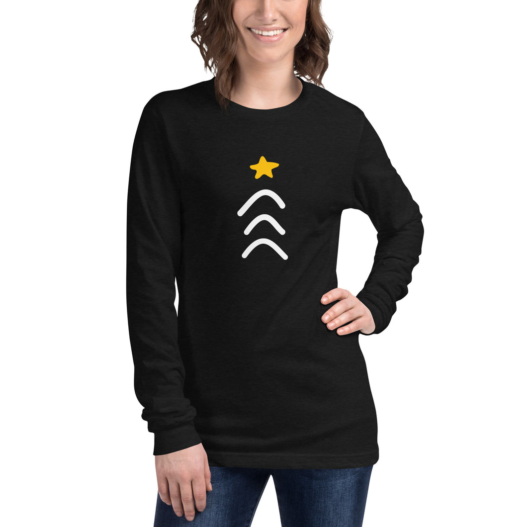 Three Arrows Christmas Tree, Adult Long Sleeve Tee | Dark Colors