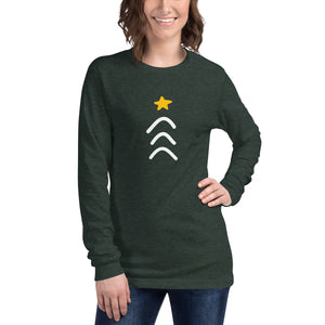 Three Arrows Christmas Tree, Adult Long Sleeve Tee | Dark Colors