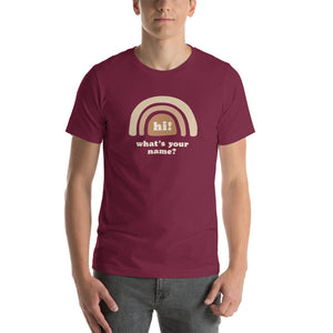 "Hi! What's Your Name?" Adult Tee (Yellow Design) | Colors