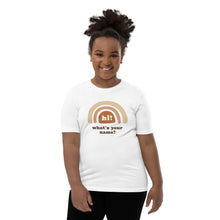 Load image into Gallery viewer, &quot;Hi! What&#39;s Your Name?&quot; Youth Tee (Yellow Design) | White